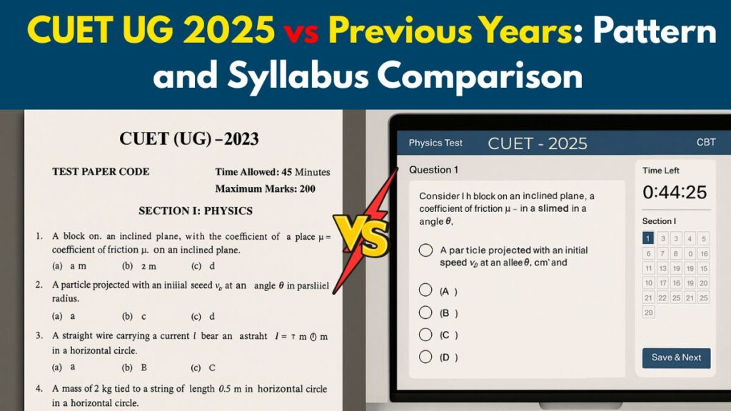 CUET 2025 new exam pattern comparison with earlier years